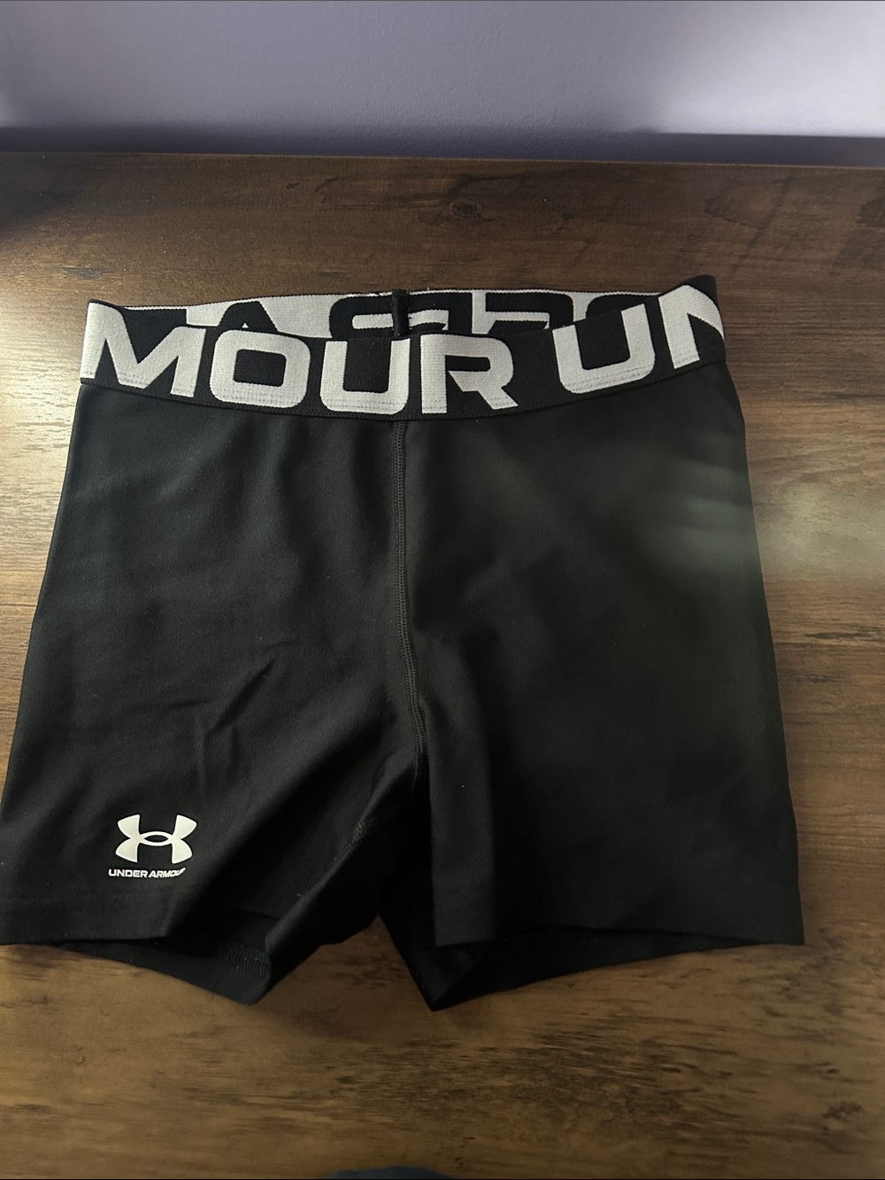 Under Armour Black Shorts with White Logo Waistband